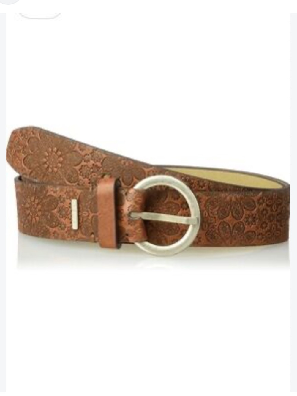 Relic by Fossil Starry Snowflake Embossed Brown Faux Leather Belt Sz M